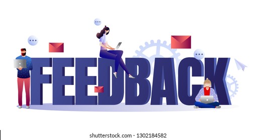 Feedback concept vector illustration. Idea of reviews and advices, support. Can use for landing page template, ui, web, mobile app, poster, banner, flyer. Character design