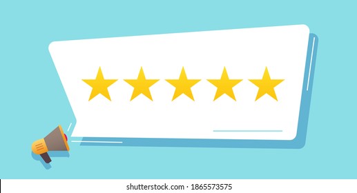 Feedback concept vector, review rating stars in bubble, customer testimony experience flat cartoon illustration, reputation idea 