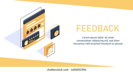 feedback concept,Customer review, Usability Evaluation,Rating system isometric concept
