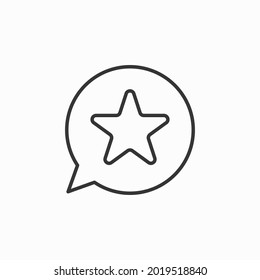 Feedback contour icon. Quote text bubble with star rating symbols. Review and assessment of user concept