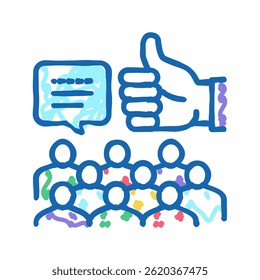feedback crowdsoursing ícone doodle esboço vetor. feedback crowdsoursing sinal. ilustração de símbolo isolado