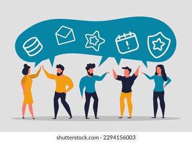 Feedback from customers about a product or company. User feedback and customer satisfaction. Opinion about the services and work of the company. Vector illustration