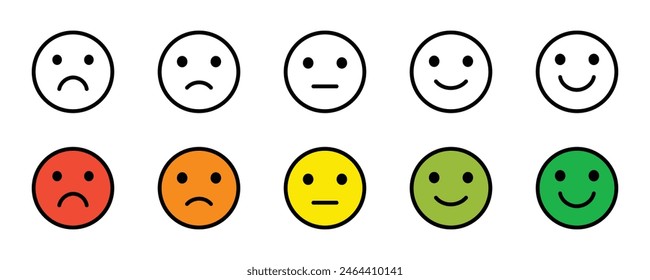 feedback emoji icon set. face expression and rating emoji icon. vector designs.