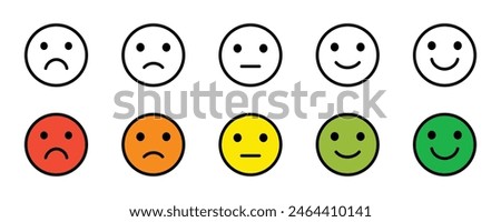 feedback emoji icon set. face expression and rating emoji icon. vector designs.