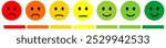 Feedback emoji icons vector. good and bad emoticon signs - Happy and Sad reaction. 5 Color faces, Smiley rating icon set , happy, neutral, sad, emojis. Vector illustration.