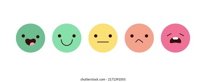 Feedback emoji modern icons. Vector minimal design. Terrible, bad, normal, good, Great Review. Positive and negative reactions.

