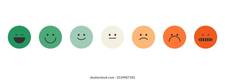 Feedback emoji slider, Reviews or rating scale with emoji representing different emotions, Level of satisfaction rating for service