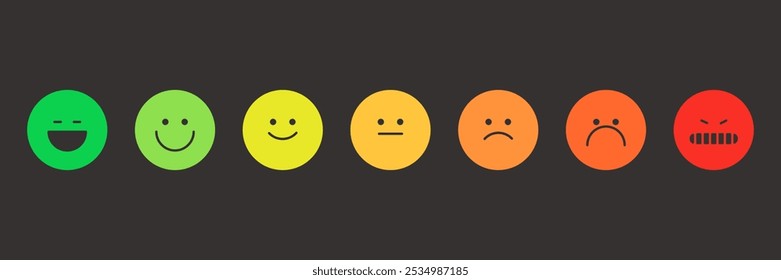 Comentarios emoji slider, Reseñas o escala de calificación con emojis que representan diferentes emociones, Nivel de satisfacción para el servicio