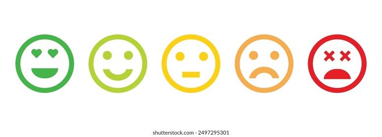 feedback emojis icons, rating emojis , feedback emoticons collection, very happy, happy, neutral, sad and very sad emojis , very sad emojis, flat icon set of rating