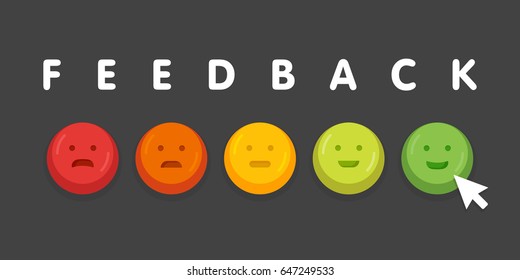 Feedback emoticon emoji smile icon buttons with mouse click vector illustration.