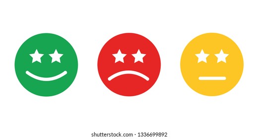 Feedback emoticon flat design icon set from negative to positive - Vector