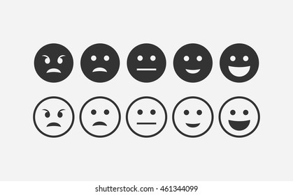 Feedback emoticon flat design icon set