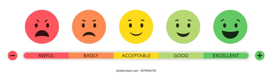 Feedback emoticon rating scale in a flat design. Vector illustration