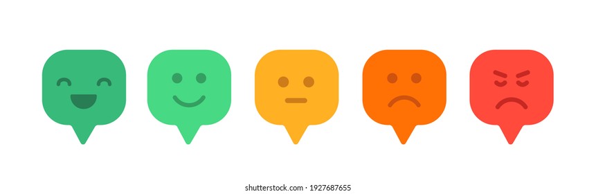 Feedback Emoticon Reaction Flat Design. Positive And Negative Review. 