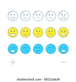 Feedback emoticon scale. Line design positive and negative emotions 
