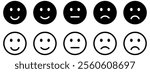 Feedback emoticons emojis. Smiley icon set , happy, neutral, sad, emoji, icon - Customer satisfaction rating scale with good and bad emotions. Vector illustration.