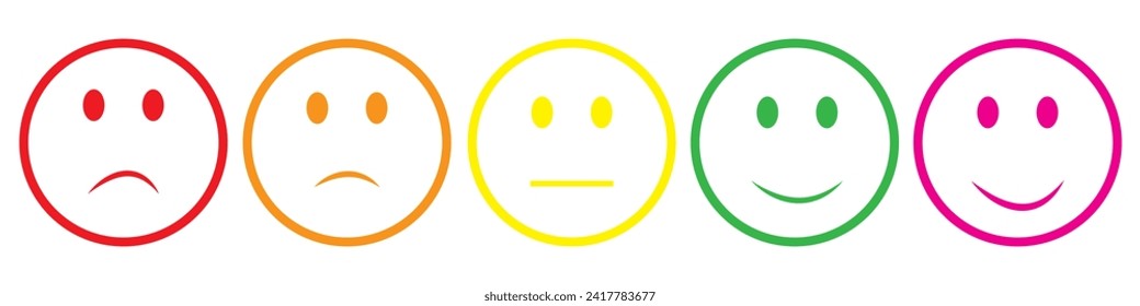 Feedback emoticons emojis. Smiley icon set , happy, neutral, sad, emoji, icon - Customer satisfaction rating scale with good and bad emotions. Vector illustration,eps10