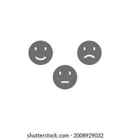 Feedback-Emoticons, positive, neutrale und negative Gesichter graues Symbol.