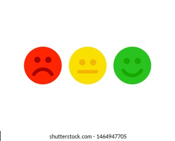 Feedback emoticons scale. Happy face level flat cartoon illustration 
