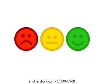 Feedback emoticons scale. Happy face level flat cartoon illustration 