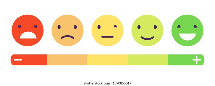 Feedback emotion scale. Customers feedback vector concept. Measuring review opinions approval recommendation status