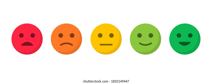 Feedback emotions. Level satisfaction. Mood scale. Emoji icons.