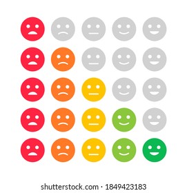 Feedback emotions. Level satisfaction. Mood scale. Emoji icons