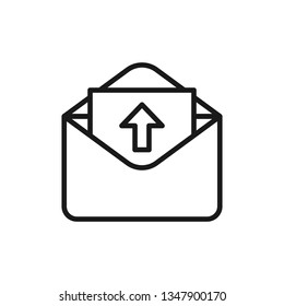 Feedback envelope line icon. linear style sign for mobile concept and web design. Open envelope and arrow outline vector icon. Symbol, logo illustration.