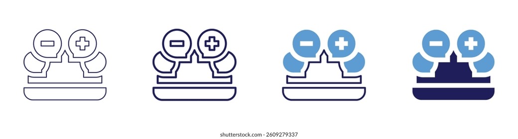 Feedback feasibility icon in 4 different styles. Thin Line, Line, Bold Line, Duotone. Duotone style. Editable stroke.