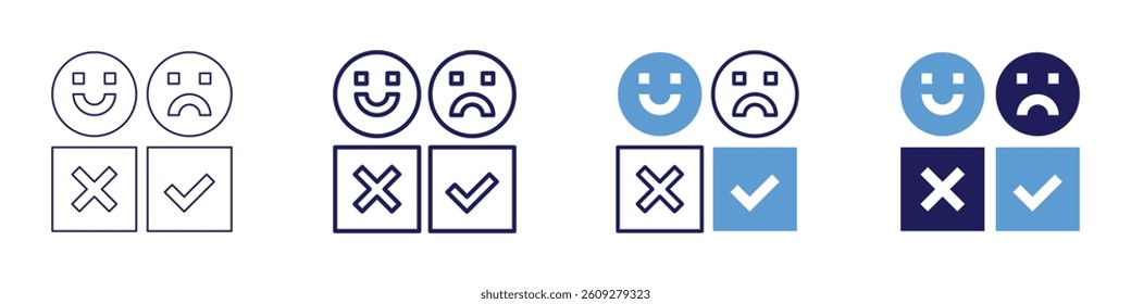 Feedback filtering icon in 4 different styles. Thin Line, Line, Bold Line, Duotone. Duotone style. Editable stroke.
