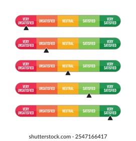 Feedback five scale or rating scale of customer satisfaction concept. Product experience Vector illustration level for review and evaluation of service or good or use in questionnaire