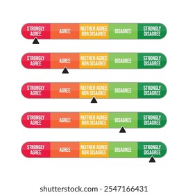 Feedback five scale or rating scale of customer satisfaction concept. Product experience Vector illustration level for review and evaluation of service or good or use in questionnaire