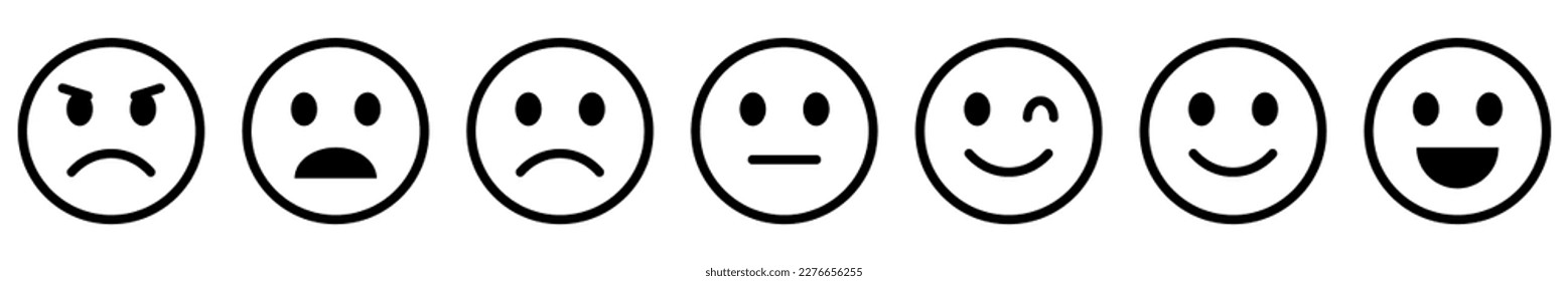 Feedback in form of emotions. Set of emoticons line icons. Vector illustration