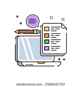 Feedback Form Fill Color Icon, Vector illustration