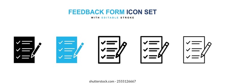 Feedback form icon collection in black and blue colors