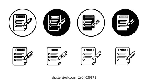 Feedback form icon flat and simple set design