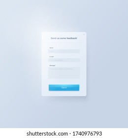 Formulario de comentarios en un diseño fresco mínimo. plantilla web de aplicación UI UX, vector de simulación.