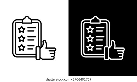 Entwurf für weißen Symbolsatz mit Umriss des Feedback-Formulars