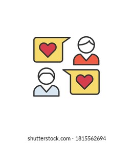 icono de esquema de amistad de comentarios. Icono de los elementos de la línea de amistad. Los carteles, símbolos y vectores se pueden utilizar para web, logotipo, aplicación móvil, interfaz de usuario, UX en fondo blanco