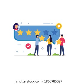 Feedback and giving rating design concept for customer satisfaction vector illustration