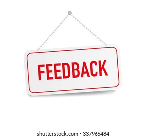 Feedback hanging sign isolated on white wall