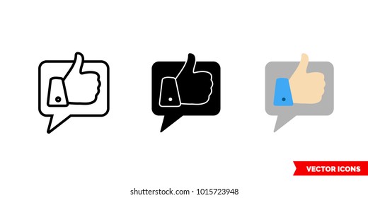 Feedback icon of 3 types: color, black and white, outline. Isolated vector sign symbol.