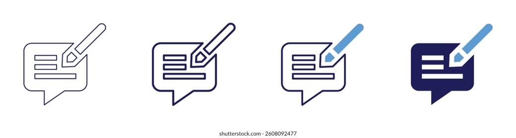 Feedback survey​ icon in 4 different styles. Thin Line, Line, Bold Line, Duotone. Duotone style. Editable stroke.