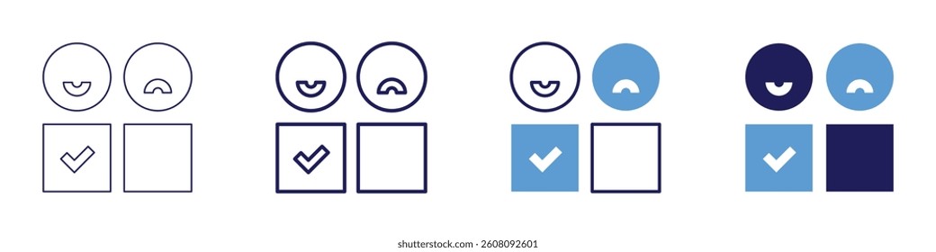 Feedback measurement​ icon in 4 different styles. Thin Line, Line, Bold Line, Duotone. Duotone style. Editable stroke.