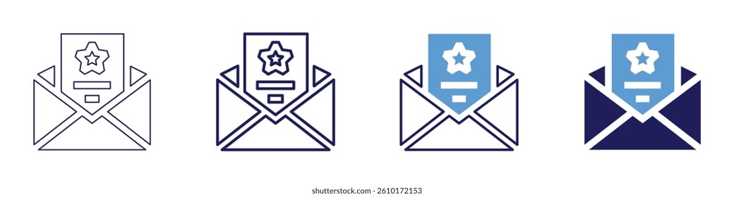 Feedback appraisal​ icon in 4 different styles. Thin Line, Line, Bold Line, Duotone. Duotone style. Editable stroke.