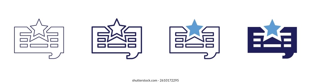 Feedback certification​ icon in 4 different styles. Thin Line, Line, Bold Line, Duotone. Duotone style. Editable stroke.
