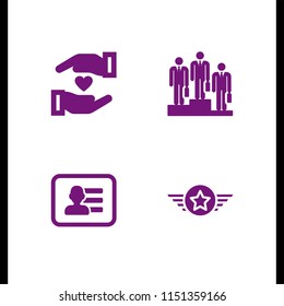 feedback icon. 4 feedback set with loyalty, rank and business card of a man with contact info vector icons for web and mobile app