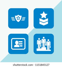 feedback icon. 4 feedback set with rank and business card of a man with contact info vector icons for web and mobile app