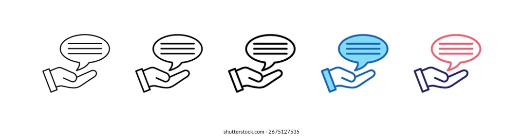 Icono De Comentarios En 5 Estilos Diferentes Conjunto De Colección.