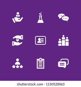 feedback icon. 9 feedback set with customer, experiment, rate and loyalty vector icons for web and mobile app
